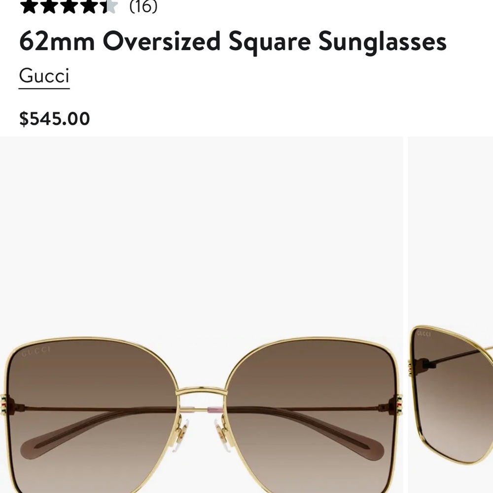 Gucci Gold-Tone Square Sunglasses